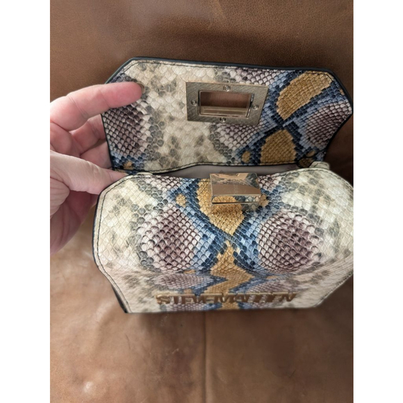 Steve Madden Mini Bag Beige Blue Snake Print - Picture 3 of 11